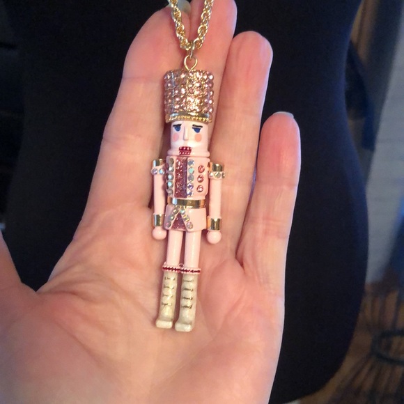 NWT Sparkly Rhinestone Betsey Johnson Pink Nutcracker Necklace - Picture 8 of 14